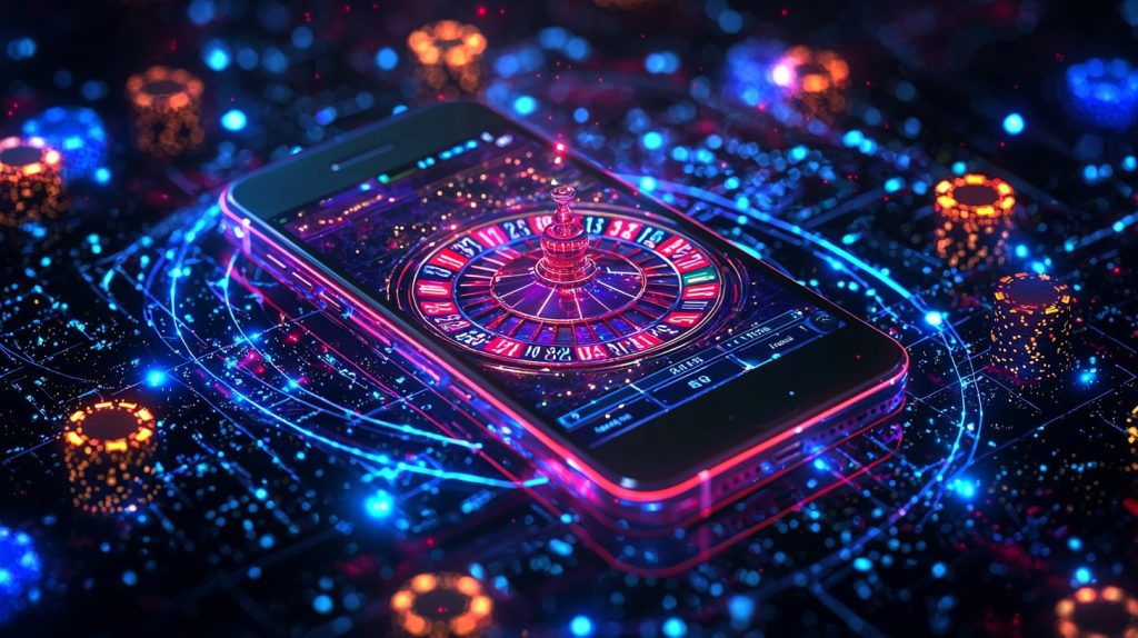 5G-connected smartphone streaming a live casino game